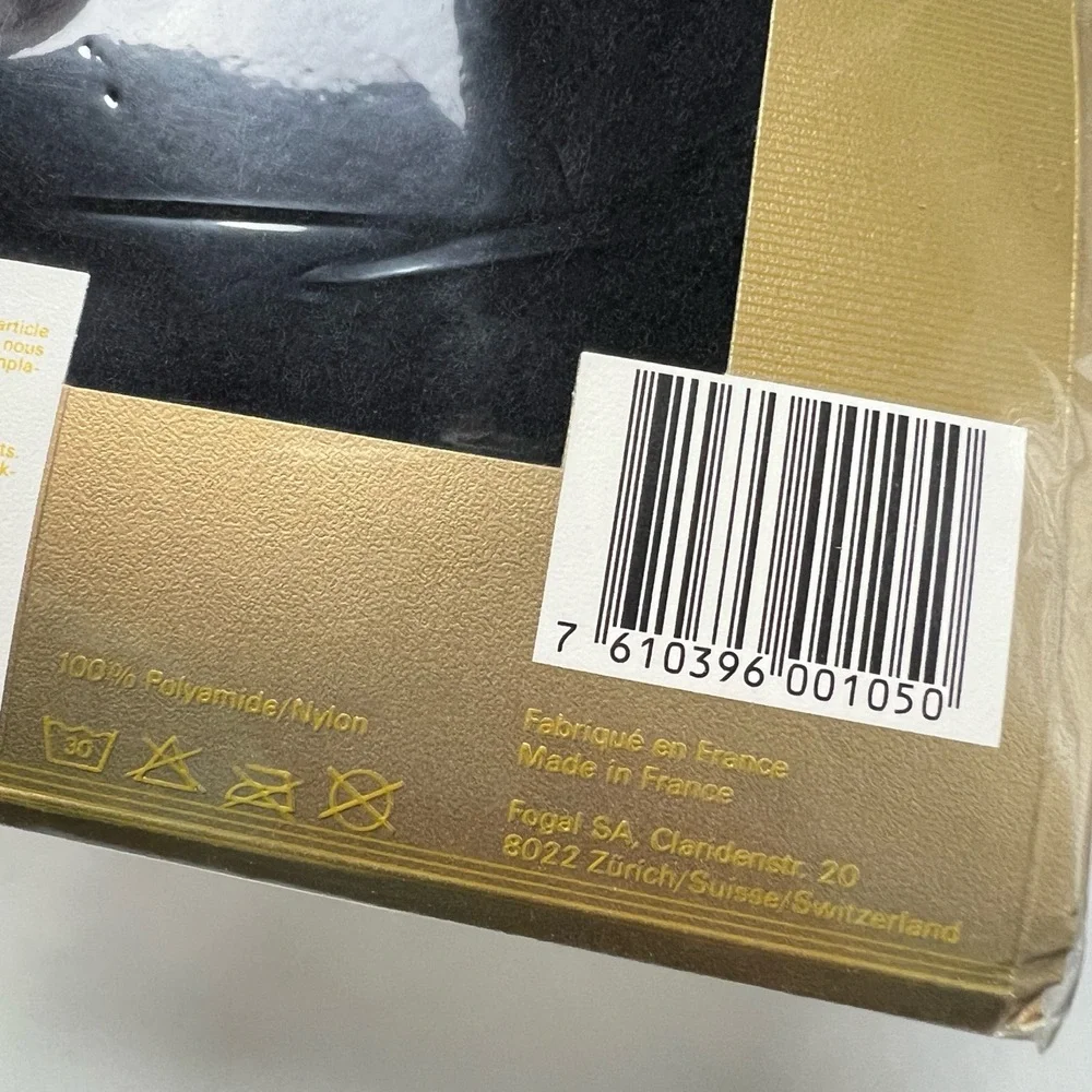 Fogal Size Medium Domino 105 Pantyhose Rhombic Pattern Sheer Noir Black NWT